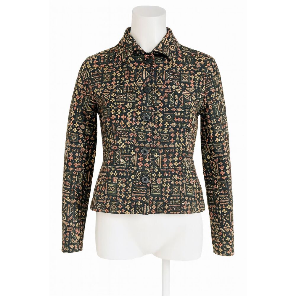 Vintage Chicos Design Western Tapestry Jacket Canvas 90s Size 1 or M Multicolor